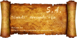 Simkó Annamária névjegykártya